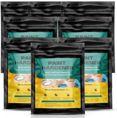 8 Pack Waste Paint Hardener, Solidifier for Disposal for Acrylic & Latex | Fast Acting , Quick, Easy, and Safe