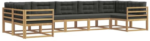 vidaXL Outdoor-Sofagarnitur mit Kissen 7 pcs Weiß und Anthrazit, Modernes Ecksofa-Set, stylische Gartenlounge, Möbel für Terrasse, wetterfest am Pool
