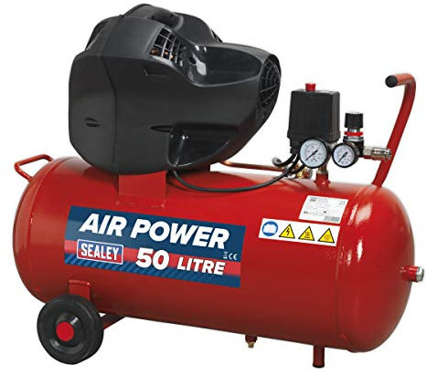 Sealey Sac05030F Compressor 50Ltr V-Twin Belt Drive 3Hp Oil Free