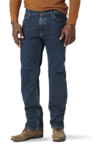 Wrangler Authentics Regular Fit Comfort Flex Waist Jean, Bleu, 33 W/34 L Homme