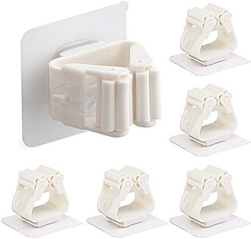 NEEMAY Broom Holder Wall Mounted, Mop Holders Broom Grippers Mop Racks Broom Holders Self Adhesive Hanger No Drilling Broom Holder Storage & Organization for Kitchen, Bathroom, Garden (6 PCS)