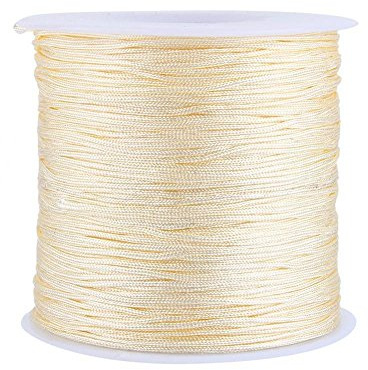 Nylonschnur, Haofy 100m x 0,8mm Nylon Schnurkabel Perlenstring, Makramee Faden Kabel für DIY Handwerk Machen Armbänder/Halskette/Rattail, Nylonfaden Satinschnur für Schmuckherstellung, Beige