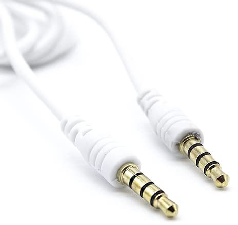 Cablepelado - Cavo audio stereo jack 3,5 mm, maschio-maschio, 4 pin, 2 m, bianco