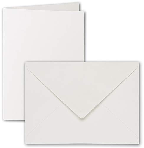 ARTOZ 50x DIN B6 Faltkarten-Set mit Umschlägen - Ivory-Elfenbein (Creme) - 120 x 169 mm - gerippte Bastelkarten blanko mit Brief-Umschlägen - 220 g/m²