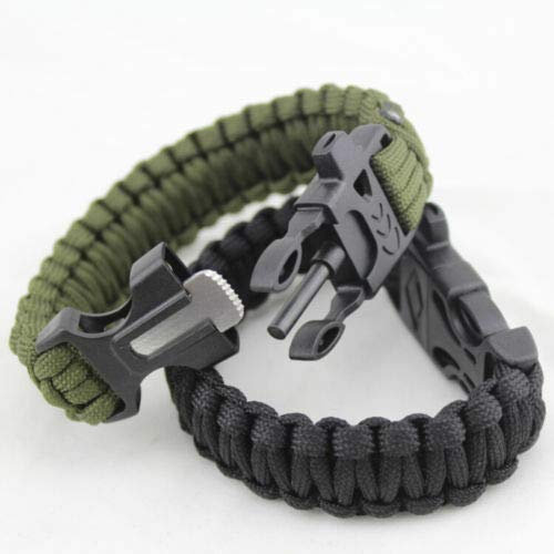 Hamado 4-in-1 Paracord Survival Armband mit Feuerstahl, Minimesser und Signalpfeife