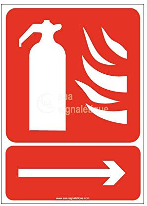 AUA SIGNALETIQUE - Panneau Extincteur Flèche Directionnelle à Droite - 150x105 mm, Vinyl adhésif