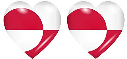 Akachafactory 2X Sticker Aufkleber Flaggen Flagge Fahne Herzen KN gronland