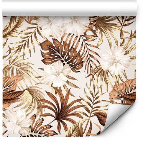 murando Papier Peint Adhesif 10m Décoration Murale Feuille Autocollante Stickers XXL pour Meubles Revetement Mural Tableaux Muraux Tapisserie Trompe l'oeil tropicale Palmier Fleurs b-B-0575-j-a