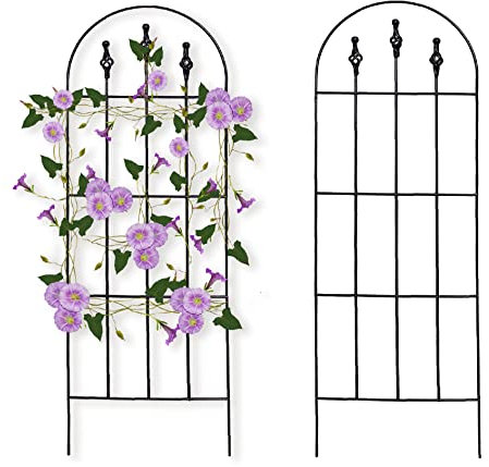 SCENDOR GARDEN 120CM x 40,5CM Rankgitter, Schwarzes Gartenmetall Rankgitter, Stabile Rankhilfen für Kletterpflanzen im Freien, 2er Pack