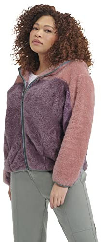 UGG Damen Sheila Sherpa Jacke mit durchgehendem Reißverschluss, Clay Pink / Smoky Mauve, M