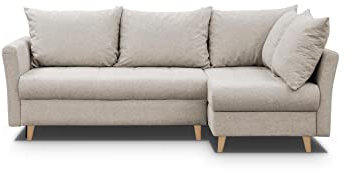 Ecksofa NINO - Wohnlandschaft Polstersofa Polsterecke Schlaffunktion (Rechts, Cappuccino – Gemma 06)