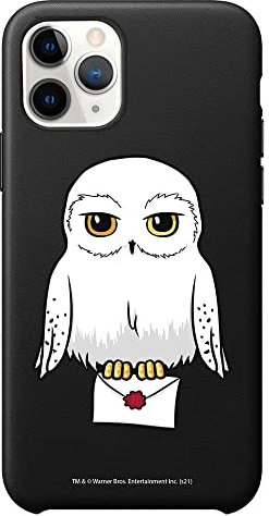 Personalaizer Originalhülle kompatibel mit iPhone 11 Pro, Schwarz mit einem Design von Harry Potter Hedwig