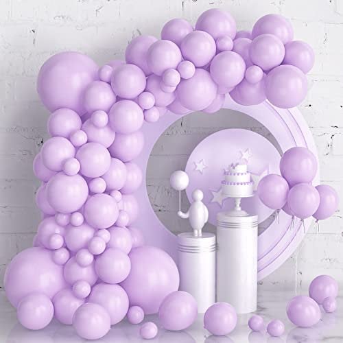 Palloncini Viola 105 Pezzi Palloncini Viola Pastello Kit Arco Ghirlanda, Palloncini in Lattice Viola 5 10 12 18 Pollici Palloncino Viola Chiaro per Compleanno Battesimo Decorazioni