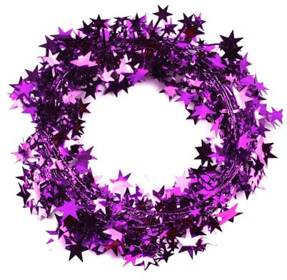 22,5m Stern Weihnachtsbaum Lametta Girlande,Weihnachtsdeko Lametta Draht Folien Girlande Banner Hängedeko Tischdeko für Party Weihnachten Geburtstag Jubiläum Silvester Karneval Fasching Deko,Violett