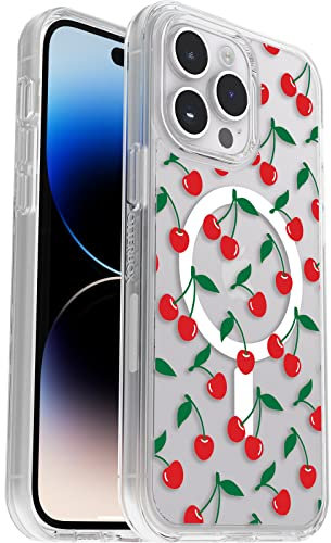 OtterBox Symmetry+ Clear Case for iPhone 14 Pro Max for MagSafe, Shockproof, Drop proof, Protective Thin Case, 3x Tested to Military Standard, CHERRY ON TOP