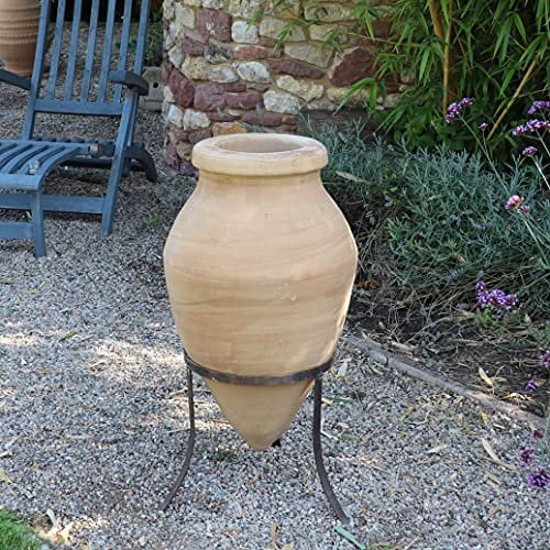 Palatina Werkstatt Exklusive Terracotta Amphore mit Ständer Vitex 60cm – 100% handgefertigtes Unikat 100% Winterfest