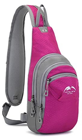 FANDARE Unisex Brusttasche Sport-Schultertaschen Sling Bag Herren Damen Umhängetaschen Crossover Rucksack Schultertasche Daypacks für Outdoor Reisen Camping Wanderrucksäcke Crossbody PackRosenrot