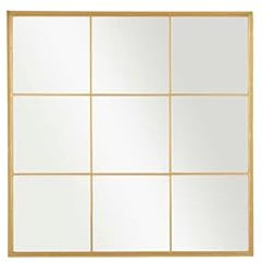 GIFTDECOR Espejo Ventana Pared, Negro, Metalico, Estilo Industrial, diseño Moderno, para Salón, Dormitorio, recibidor, Distribuidor (Dorado, 90)