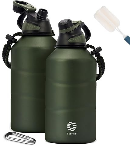 Fjbottle Gourde Isotherme 1.9L avec Bouchon Magnétique, Gourde Sport Double Paroi sans BPA, Bouteille d'eau de Grande Capacité pour Sport, Voyage, Vélo, Randonnée