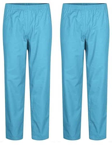 Misemiya - Pack 2 Pcs - Pantalon SANITAIRE Unisex - Uniformes MEDICALES Uniformes SANITAIRES Pantalon DE Travail - Réf 8312 * 2 pcs - Medium, Cyan