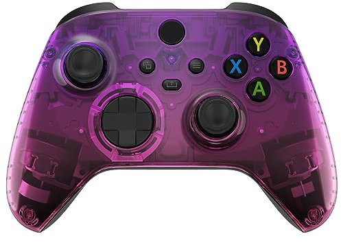 eXtremeRate Front Gehäuse für Xbox Series X&S Controller, DIY-Ersatz Vorderseite Hülle Zubehör Set, Custom Case Shell für Xbox Core Controller Model 1914-Transparent Lila Rosarot(KEIN Gamepad)