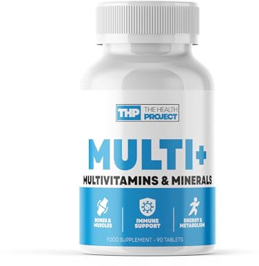 The Health Project Ultimate Multivitamin & Mineral | Essential Active Vitamins & Minerals | Bone and Muscle | Immune Support | Energy and Metabloism | One a Day | 90 Tablets
