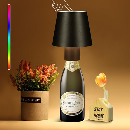 Viitech Flaschenlampe, 5200 mAh RGB Wiederaufladbare Flaschenlampe Aufsatz LED Aufladbar, Einstellbare Helligkeit und Lichtfarbe Flaschenlicht Lampenschirm für Flasche (1 Pack)