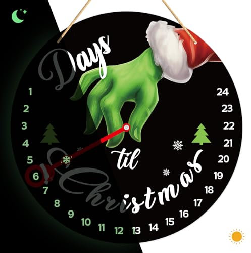 FLYAB Grinch - Letrero de decoración de Navidad para el hogar, cuenta regresiva y calendario de Adviento