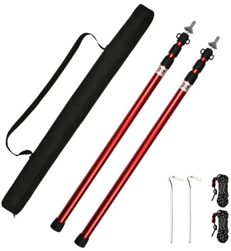 Barra telescópica para Tiendas de campaña, Postes de toldos, Postes telescópicos, Soporte de toldo de Aluminio, 95 – 234 cm, Poste de Tienda de campaña, Postes de Camping para Lonas, toldos