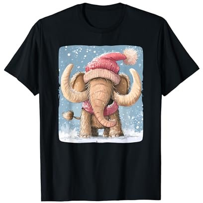 Lustige rosa Wintermütze mit Mammut für Eiszeitliebhaber T-Shirt