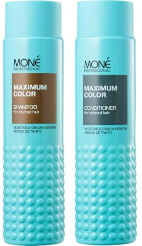 MONÉ PROFESSIONAL Shampoo und Conditioner Set für coloriertes Haar - Farbschutz, nährt, schützt und pflegt trockenes und beschädigtes Haar, verleiht Glanz und erleichtert das Entwirren - 2 x 300 ml.