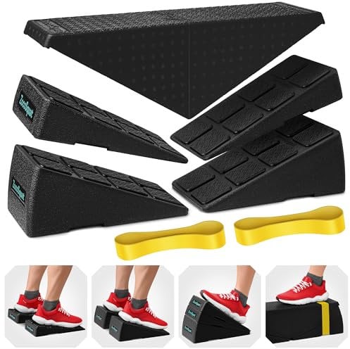 Squat Wedge – Kniebeugen-Keilblock mit 236 kg Tragkraft – Schrägbrett für Wadendehnung – Schräger Wadendehner – Yoga-Blöcke