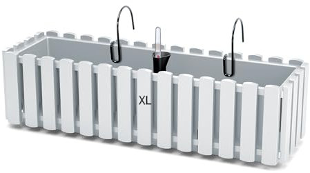 MELTOM Blumentopf Blumenkasten mit Halter Balkonkasten mit Bewässerungssystem (Weiss, XL-60)