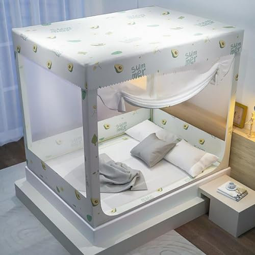 Moskitonetz, Bett-Moskitonetz, Dreitüriges Quadratisches Jurten-Anti-Moskitonetz, Installationsfreies Zelt, Faltbar Und Tragbar, Geeignet Für Vollständig Geschlossene Anti-Mücken-Spitze,/B/1.8 * 2.2M