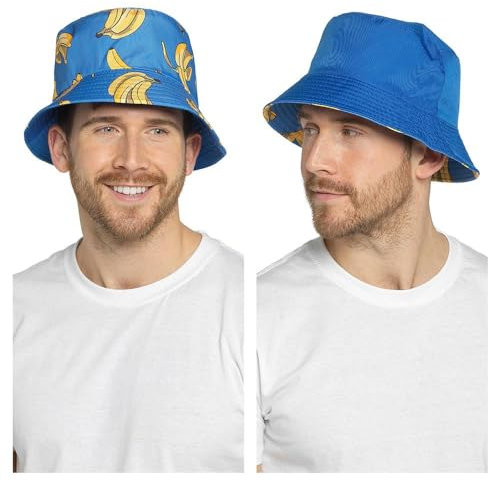 A2Z Wendbarer Fischerhut für Herren, Sommer, faltbar, 100 % Polyester, Sonnenhut, UV-Schutz, Fischerhut für Wandern, Camping, Reisen und Outdoor, banane, L/XL