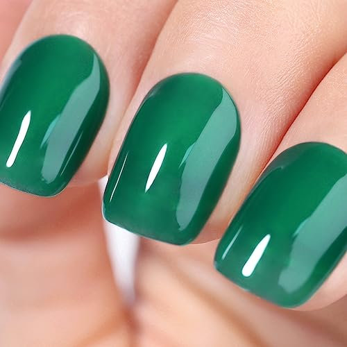Ozzeal Jelly Gel Nail Polish, Emerald Green Jelly Nail Polish Gel Translucent Sheer Spring Summer Nail Gel Polish Soak off UV LED Light for Nail Art DIY Manicure 0.5 Fl Oz