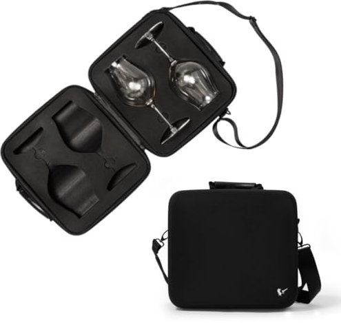 VINOPIE 2pcs Wine Glass Carrying Case Holder Carrier – Durable Travel Case with EVA Foam Inserts, Compatible with Riedel Performance Pinot Noir Glasses (Not Affiliated, Glasses Not Included)