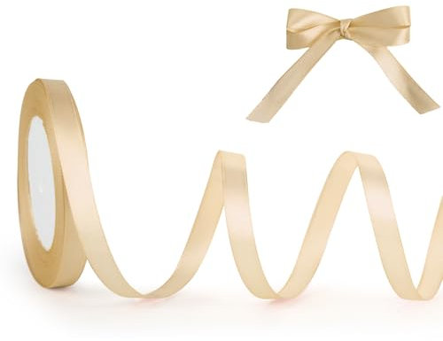 Geschenkband Gold, 10mm x 22m Schleifenband für Hochzeit, Geburtstagsgeschenk, Festival Dekoration, Satinband Breit Seidenband für DIY-Projekte, Zimmer, Bankett, Weihnachts Dekoration, Deko Band