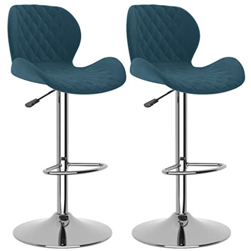 vidaXL Barhocker 2 STK. Blau Samt