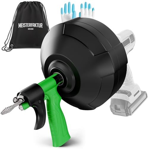 Meisterfaktur Desatascador Tuberias [15M] - Función Automática - Espiral para Desatascar Tuberias Automática - ¡Espiral Limpiador de Desagües y de Tuberías para Aficionados al Bricolaje!