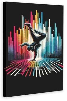 Leinwandposter, Motiv: Breakdance Break Dancer, Wandkunst, Schlafzimmer-Poster, Wohnzimmer-Dekor, Poster, Büro, Wohnheim, Dekoration, Geschenke, Rahmen-Stil, 40 x 60 cm