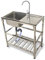 Fregadero Exterior Jardin, Fregadero Portatil Cocina Exterior Jardin, Fregaderos Industriales, Fregadero Acero Inoxidable con Grifo y Banco de Trabajo