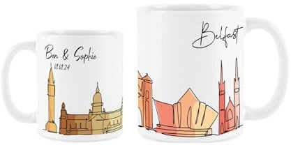 Personalised Belfast Mug - Colourful Northern Ireland Skyline Souvenir Memento - Tea/Coffee Custom Gift Mug
