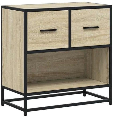 vidaXL Nachttisch Sonoma-Eiche 60x31x60 cm Holzwerkstoff und Metall, Nachtschrank, Nachtkommode, Betttisch, Nachtkonsole, Bettschrank
