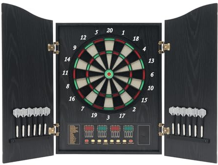 Elektronische Dartscheibe Profi Set - E Dartboard PP ABS mit 12 Pfeile, 88 Dartköpfe und 4 LED-Anzeigen, Wandbefestigung Dartspielen für Max 16 Erwachsene