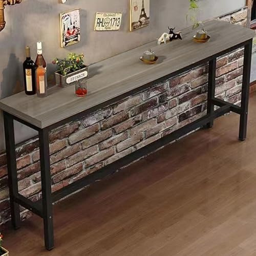 FORRTY Bar table bar tisch hochtisch küche bartisch 2,5cm dicke Platte,verzinkter Stahlrahmen,160/180cm Länge optional,robust und langlebig, geeignet als Esstisch,Stehtisch,Frühstücksbar,Eingangstisch