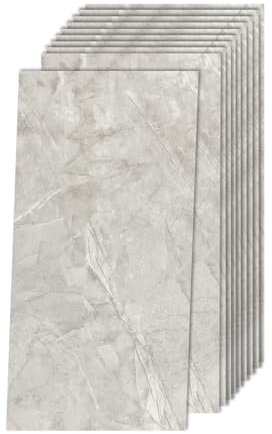 Decoroom Tile Stickers Grey 60x30cm/10pcs,Marble Self Adhesive Wall Tiles Waterproof,Peel and Stick on Wall for Bathroom Kitchen Splashback