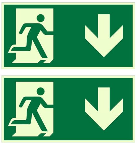 HAPPOW 2 cartelli di emergenza retroilluminanti, 300 x 150 mm, per uscita di emergenza, autoadesivi, in vinile, per navi, scale, corridoi