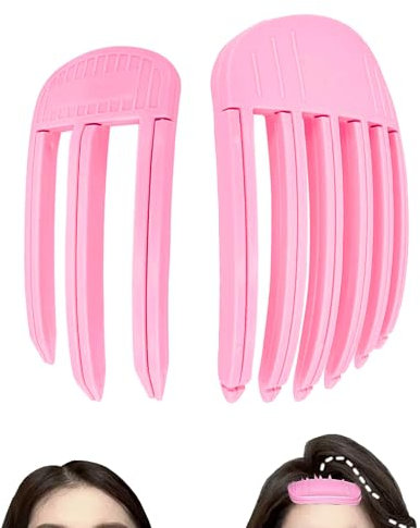 jatimdotin 2pcs Pinzas Pelo, Clips de Volumen para la Línea del Cabello, Clips de Elevación de Raíces para Flequillo Esponjoso y Peinado de Corona Alta (Rosa roja)