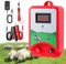 Electric Fence Energizer with LED Display, 12kv 1.5j Solar Battery Powered Unit, Electric Fence Energiser for Horses Cattle Sheep Horse, 10km Range, Low Energy Dual Action Safe, Keep Out Predators